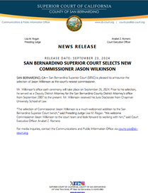 San Bernardino Superior Court Selects New Commissioner Jason Wilkinson