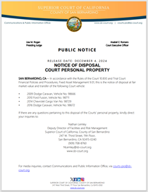 Notice of Disposal Court Personal Property